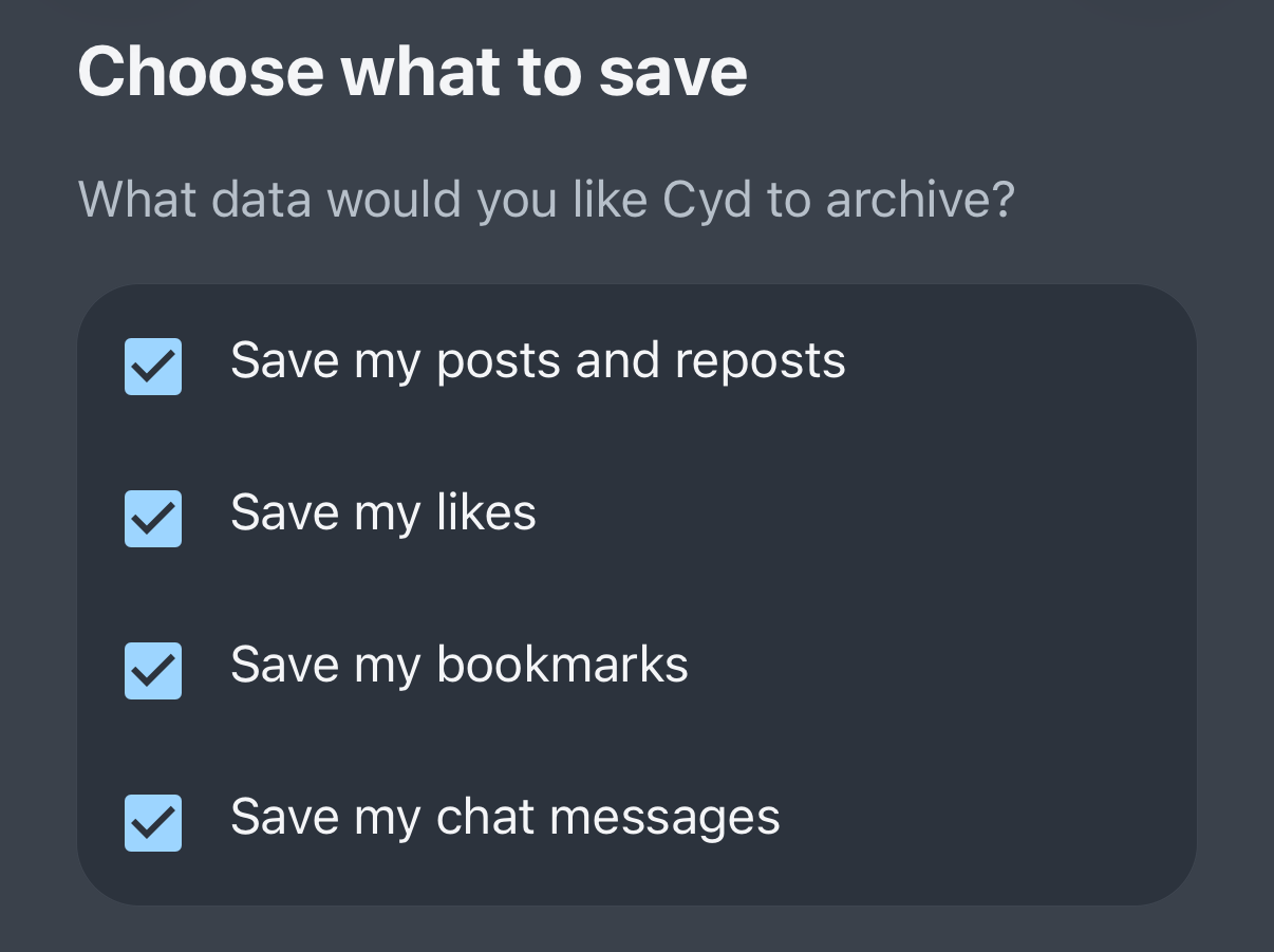 Save options