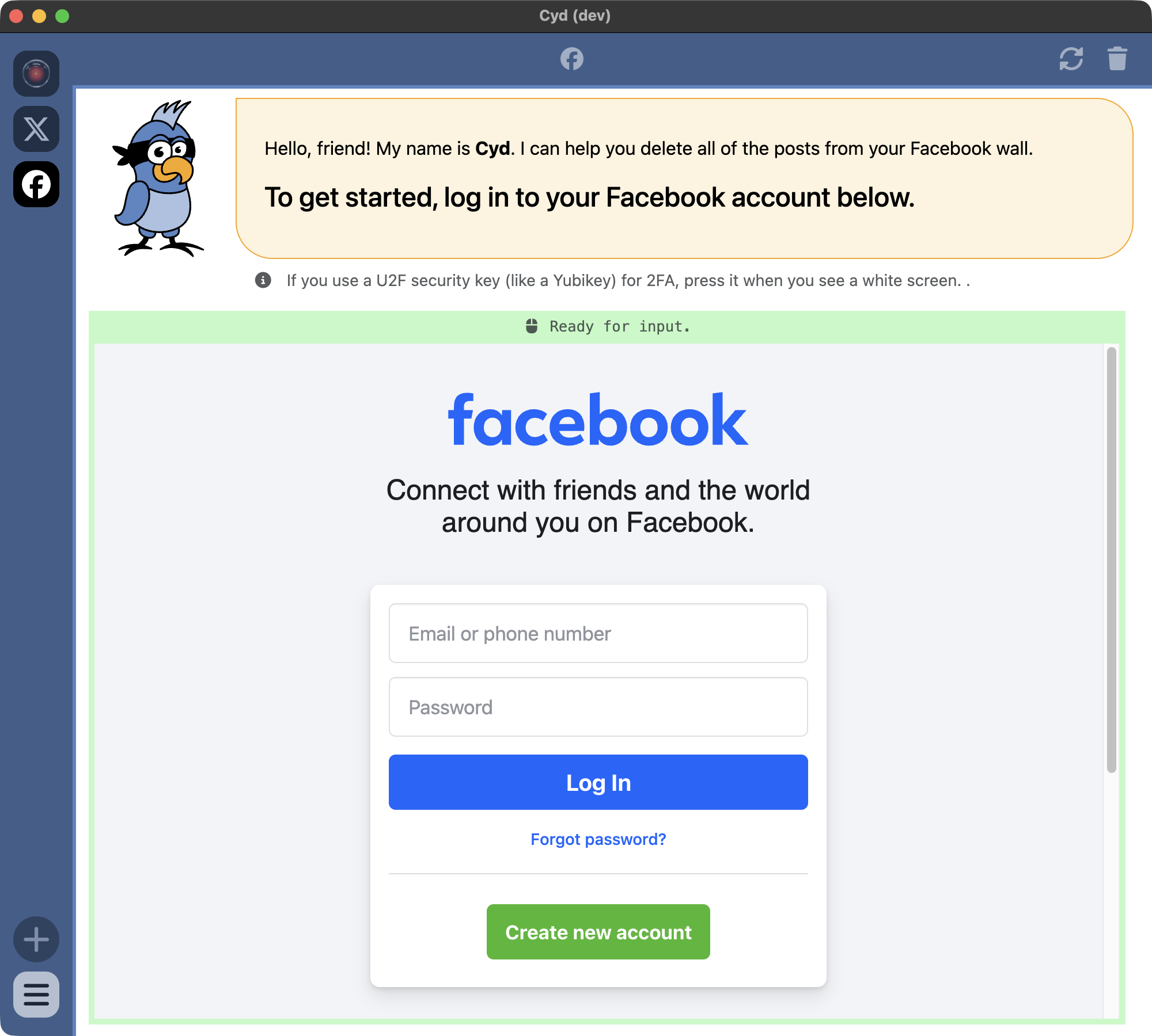 Sign in to Facebook